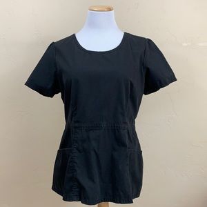 Jaanuu Med Scoop Neck Top 2 Pockets Side Zipper